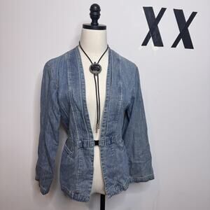 Vintage Y2K J. Jill Denim Jean Jacket Magnet Clasp Minimalist Indie Rare S P